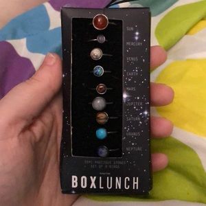 NWT Box Lunch Solar System Ring Set